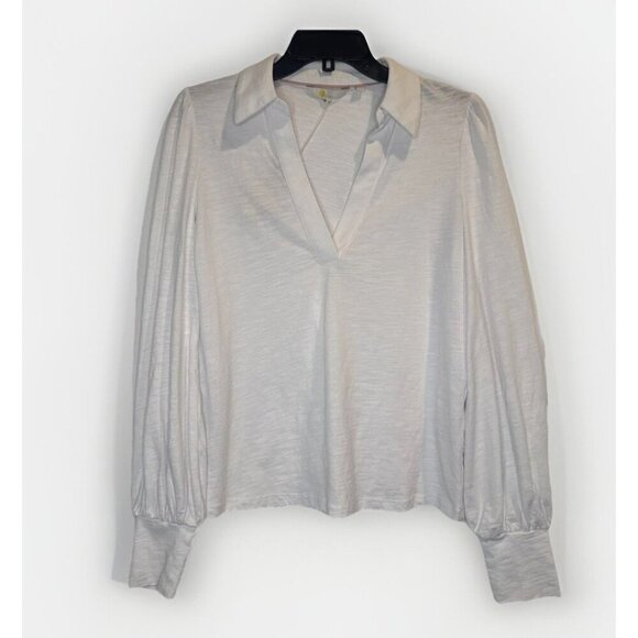Boden Tops - Boden Women’s White Cotton Collared Notch V Neck Long Sleeve Blouse Top Sz 4 NEW
